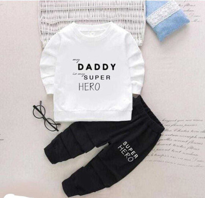 HF WARSI Baby Boys & Baby Girls Party(Festive) Sweatshirt Pant(WHITE, BLACK)