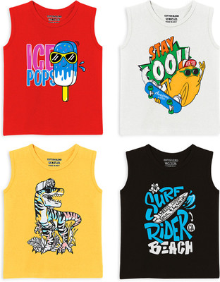 Trampoline Boys & Girls Graphic Print Cotton Blend Regular T Shirt(Multicolor, Pack of 4)