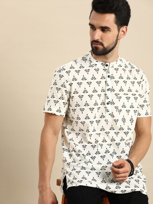 ANOUK Men Printed Straight Kurta(White)