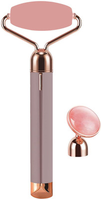 TRK HUB 2 in 1 Micro Vibrating Facial Roller Massager with Extra Eye Stone Handheld 2 in 1 Micro Vibrating Facial Roller Massager with Extra Eye Stone Handheld Massager(Rose Gold)