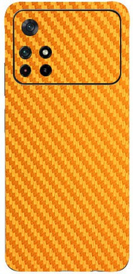 Jeeva Creation Poco M4 Pro Mobile Skin(Ultra Super Golden Carbon Fiber Skin With High Matte Finish.)
