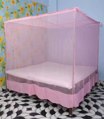 Raj Traders Cotton Adults Washable SP 703_PINK NET Mosquito Net(Pink, Bed Box)