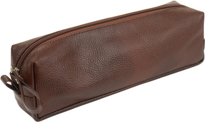 Spillbox 1 1 Art Pure Leather Pencil Box(Set of 1, Brown)