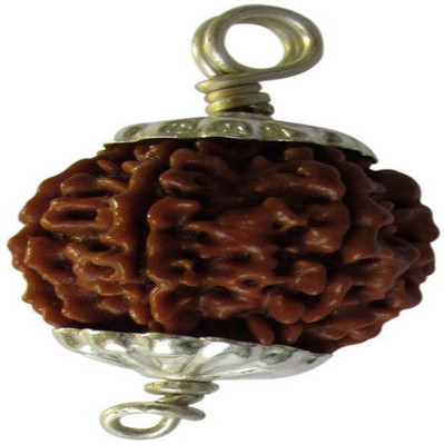 divyavedic 5 Mukhi/Face Nepali Rudraksha with silver pendant & silk Dori Wood Pendant