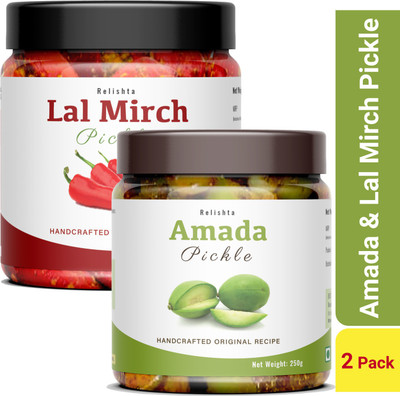 Relishta Amada & Lal Mirch Pickle Combo (2x250G) Premium Less Oil Homemade Mixed Pickle(2 x 250 g)