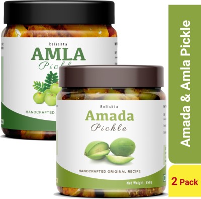 Relishta Amada & Amla Pickle Combo (2x250G) Premium Less Oil Homemade Mixed Pickle(2 x 250 g)