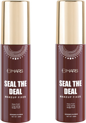 MARS Long Lasting Budge Proof Oil Free Makeup fixer Seal The Deal Pack Of 2 Primer  - 120 ml(Transparent)