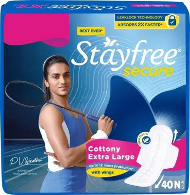 STAYFREE secure Cottony XL With Wings - 40 Counts Sanitary Pad(Pack of 40)