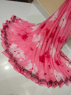 KHATRI AND SONS Dyed Bandhani Chiffon Saree(Pink)