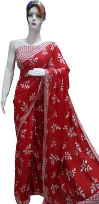 Jashvita Printed, Color Block, Blocked Printed Handloom Pure Cotton Saree(Multicolor)