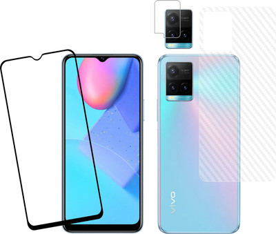 Vatsin Front and Back Tempered Glass for Vivo Y21G, Vivo Y21G (Back Carbon Fiber)(Pack of 3)