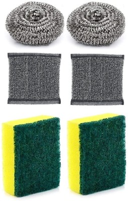 Se7en Sponge Scrubber, Steel Scrubber & Smart Scrubber Scrub Sponge, Stainless Steel Scrub, Scrub Pad(Medium, Pack of 8)