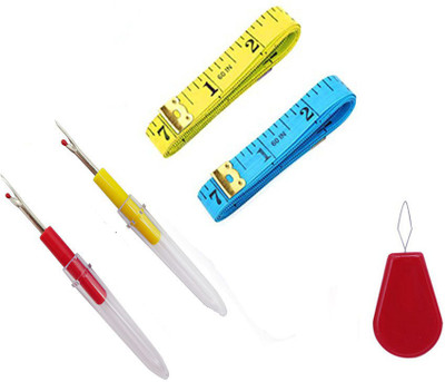 Crafts Haveli 3 Items Combo : 2 Seam Ripper, 1 Needle Threader & 2 Measuring Tape Sewing Kit