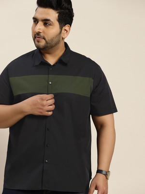 Sztori Men Color Block Casual Dark Blue Shirt
