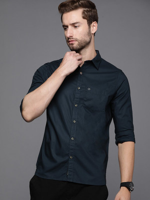 WROGN Men Solid Casual Blue Shirt