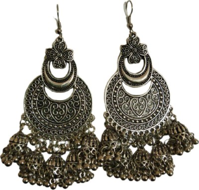 AER Creations Oxidised Coin Jhumka Dangle German Silver For Women And Girls Brass Drops & Danglers