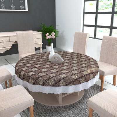 MONKDECOR Checkered 4 Seater Table Cover(Brown, PVC)