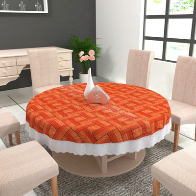 MONKDECOR Printed 4 Seater Table Cover(Orange, PVC)