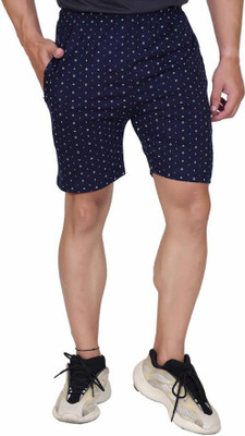 axys Printed Men Dark Blue Basic Shorts