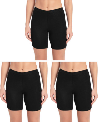 LUX Solid Women Black Cycling Shorts