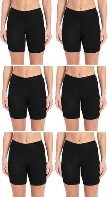 LUX Solid Women Black Cycling Shorts