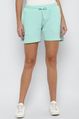 Allen Solly Self Design Women Green Regular Shorts