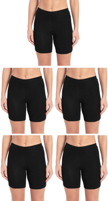 LUX Solid Women Black Cycling Shorts