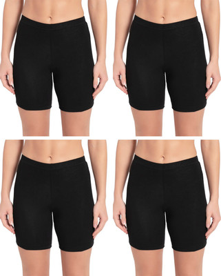 LUX Solid Women Black Cycling Shorts