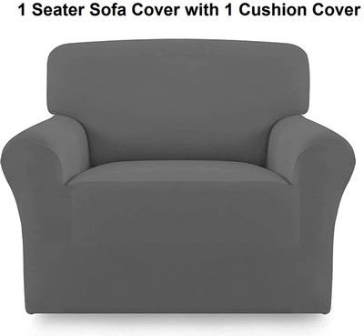 lukzer Polyester Plain 1 Seater Sofa Cover(Grey Pack of 1)
