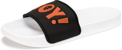 World Wear Footwear Men Slides(White, Black , 7)