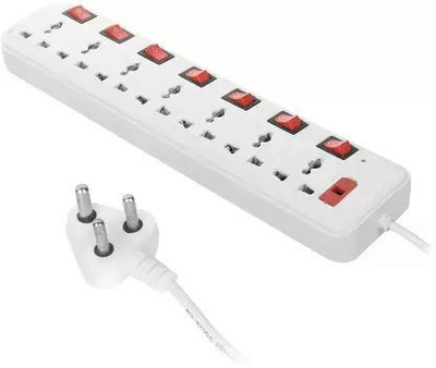 D-DEVOX 7 socket plus 7 switch extension board with 3mtr wire 7  Socket Extension Boards(White, 3 m)
