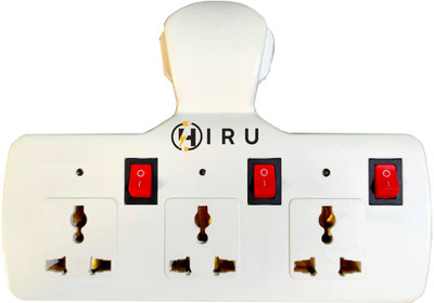Hiru 3+3 Multi Plug Fuse Switch with Individual Switches 3  Socket Extension Boards(White, 0 m)