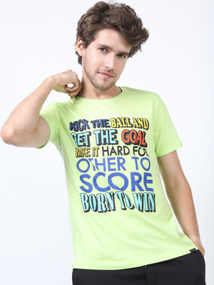 KETCH Typography Men Round Neck Light Green T-Shirt