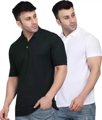 TORPPEZA Solid Men Polo Neck White, Black T-Shirt