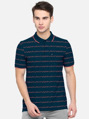 Bullmer Printed Men Polo Neck Dark Blue T-Shirt