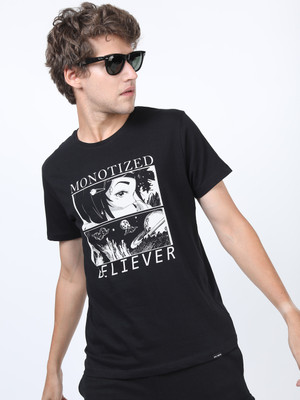 HIGHLANDER Solid Men Round Neck Black T-Shirt