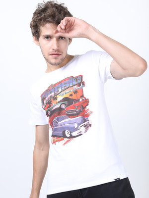 HIGHLANDER Solid Men Round Neck White T-Shirt