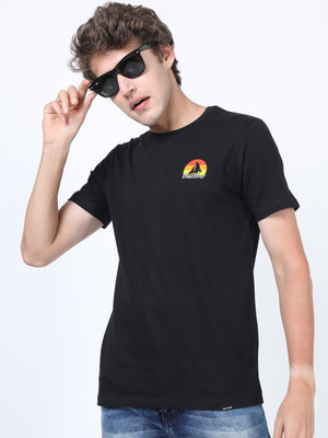 HIGHLANDER Solid Men Round Neck Black T-Shirt