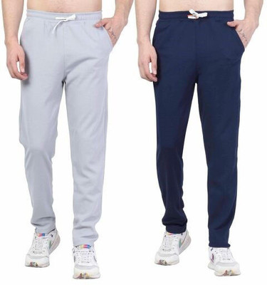 AMFABRICS Solid Men Grey, Blue Track Pants