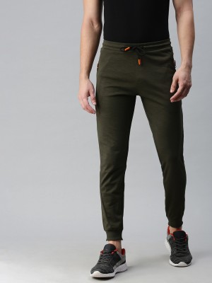 Showoff Solid Men Olive Track Pants