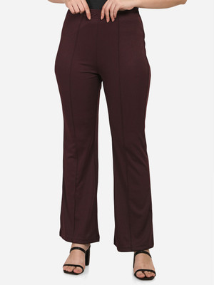 shloky Regular Fit Women Maroon Trousers