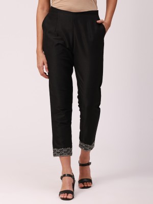 De Moza Regular Fit Women Black Trousers