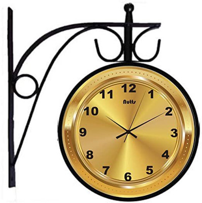 Nutts Analog 28 cm X 28 cm Wall Clock(Black, With Glass, Standard)