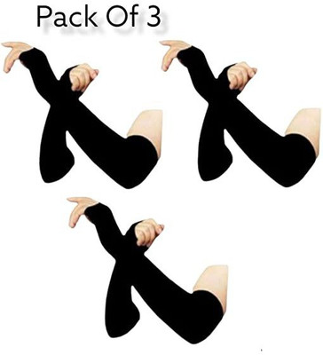 MATA STORE Nylon Arm Sleeve For Men & Women(Free, Black)