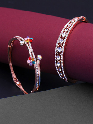 YELLOW CHIMES Copper Cubic Zirconia Copper Bracelet Set(Pack of 2)