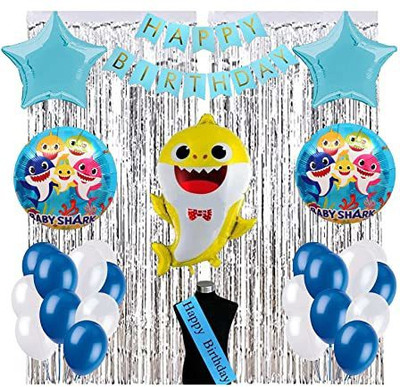 Anayatech s Baby Shark Theme Birthday Decorations Kit Combo of 50(Set of 50)