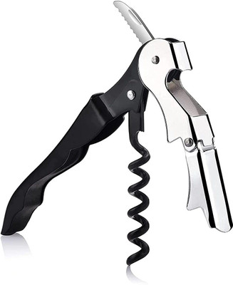 DSTECHBAR Wine Opener Stainless Steel Wine Cork Screw, Sommelier Knife (Black) Bottle Opener(Pack of 1)