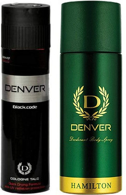 DENVER Hamilton Deodorant 165Ml With Black Code Talc For Men 100Gm Deodorant Spray  -  For Men(205 g, Pack of 2)