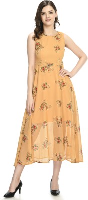 sarvayoni Women Fit and Flare Yellow, Yellow, Yellow Dress