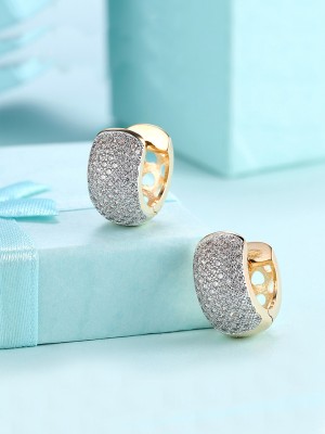 YELLOW CHIMES Crystals from Swarovski Classic Designer Gold Plated Stylish Hoop Earrings Swarovski Crystal Crystal Hoop Earring